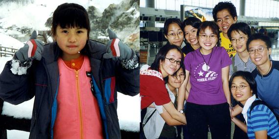 天生娃娃臉的 Ivy，小學（左）和中五畢業（右）的樣子完全沒變。