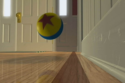 這顆藍黃條紋紅色星星的橡膠球，一樣源於《Luxo Jr.》動畫短片，在大部分的 Pixar 動畫裡都可以見到它一閃而過，眼尖的影迷們有注意到嗎?!