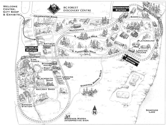 BC Forestry Discovery Centre 的展覽區分佈圖，有興趣的朋友可按圖放大參考。