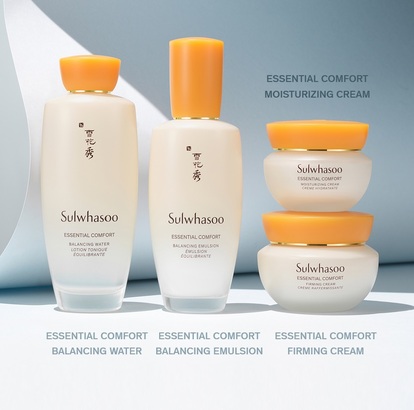 Sulwhasoo（雪花秀）Essential Comfort 滋盈肌本舒活系列，天然植萃成份，補濕修護效果加倍，只需三步，即可強化肌膚補濕力。