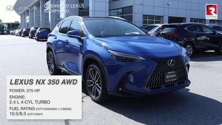Lexus NX 350 是該系列的頂級汽油動力版本，使用 2.4 L 4‑CYL TURBO 引擎，具 275 匹馬力。