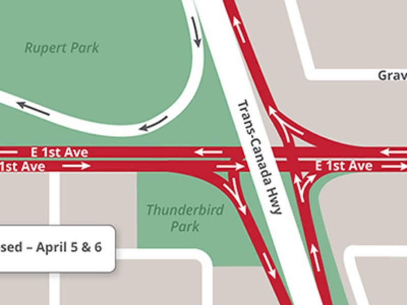 Featured News-溫哥華東1st Avenue連接一號公路出入口路段週日清晨將會進行鋪路工程